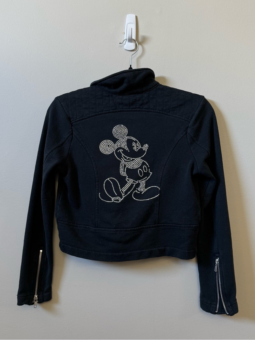 Disney Parks ladies rhinestone Mickey Mouse biker style cotton blend jacket 💜